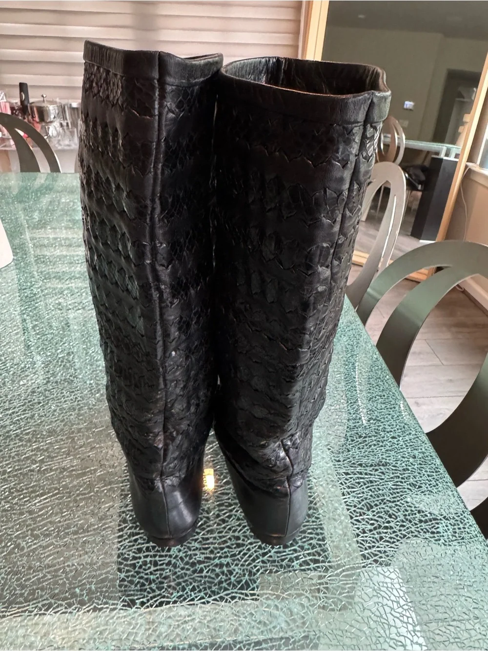 Delman Women's Black‎ Tall Leather Boots 9 M